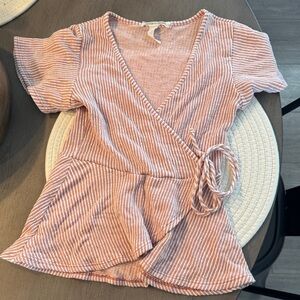 Striped Pink Wrap Top